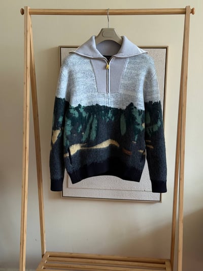 Louis Vuitton Landscape Jacquard Half-Zip Sweater